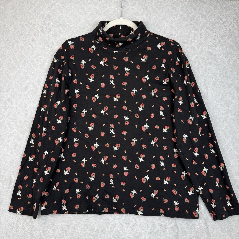 Talbots Halloween Turtleneck Womens M Pumpkin Ghost Candy Corn 90s Fall Teacher